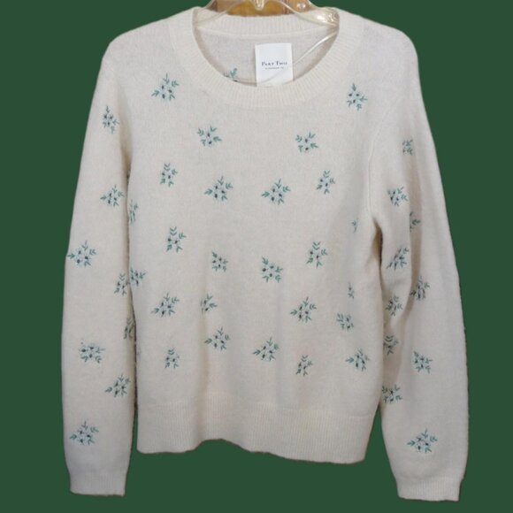 Part Two Copenhagen Cream Pullover Sweater Embroidered Crew Neck Large - Picture 1 of 11